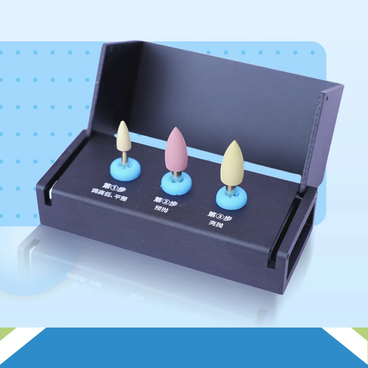 COTISEN PS12A Dental Zirconia Polishing Kit 3pcs RA Shank for Monolithic Zirconia Crown Bridge Finishing