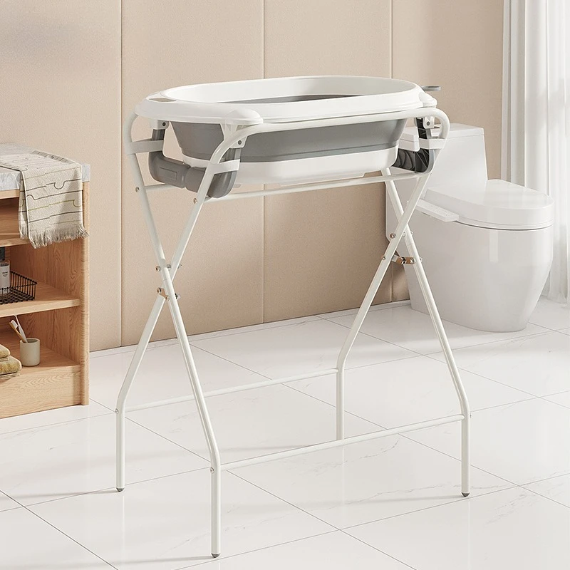Bañera bebé todo en uno con soporte plegable y tendedero elevado - imagen 5