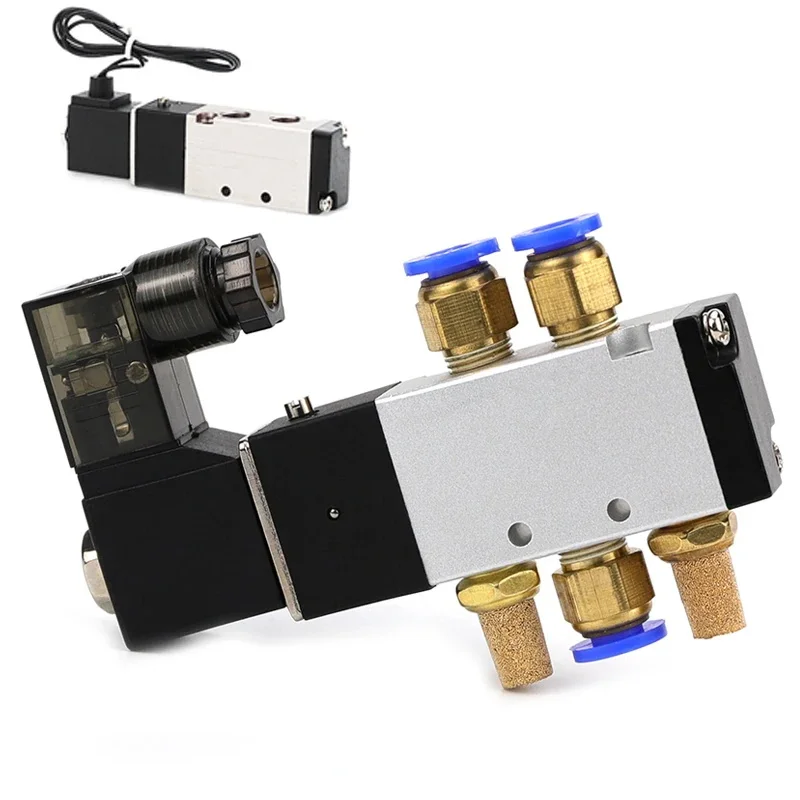 

4V110-06 1/8 Bsp Air Solenoid Valve 5 Way Port 2 Position Gas Pneumatic Electric Magnetic Valves DC12V 24V 110 V220V Coil Volt