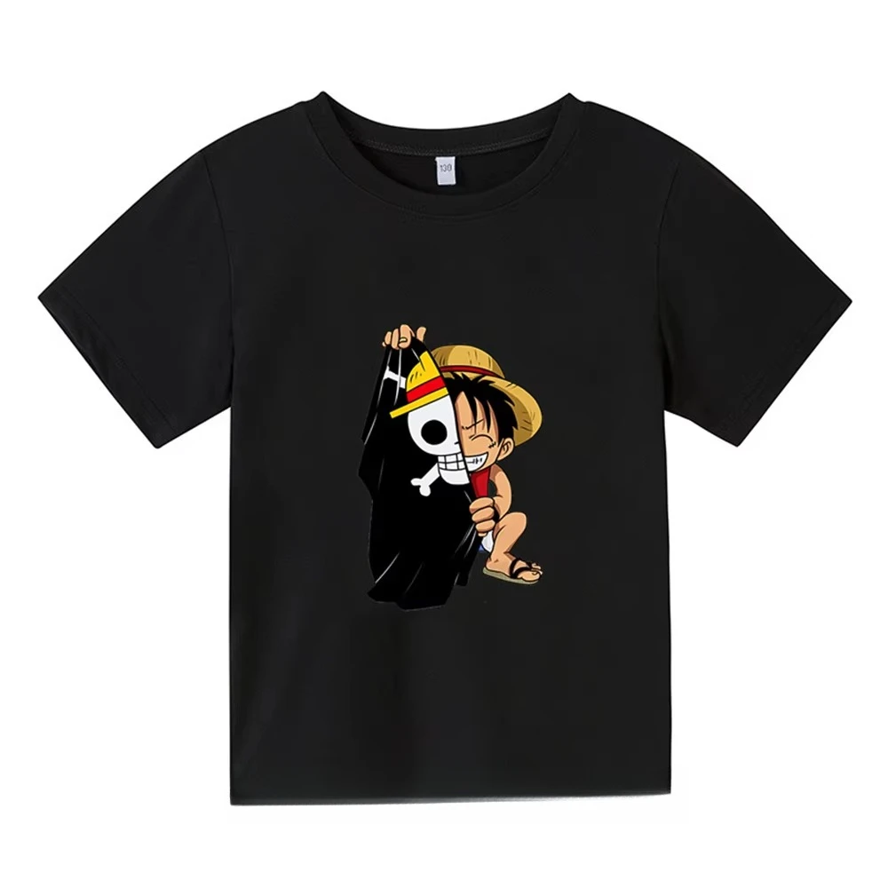 ワンピース Q バージョン ルフィ メンズ レディース ピュアコットン Tシャツ 2026 夏アニメプリント アメリカン ヒップホップ カジュアル トレンド 新しいトップ