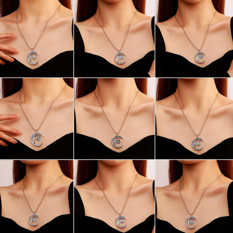 Personality Affordable Luxury Twelve Constellations Necklace Simple Alloy Hollow Moon Clavicle Long Sweater Chain