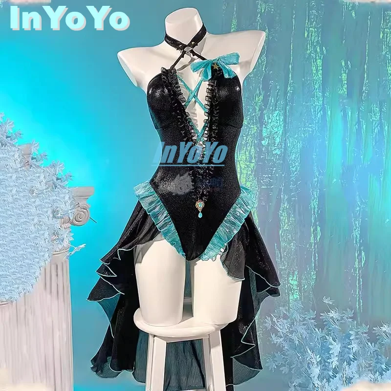 InYoYo Lynette Cosplay Summer One-Piece Swimsuit Swimwear Swimming Genshin Impact Game Suit Costume Party Dress Outfit Women New