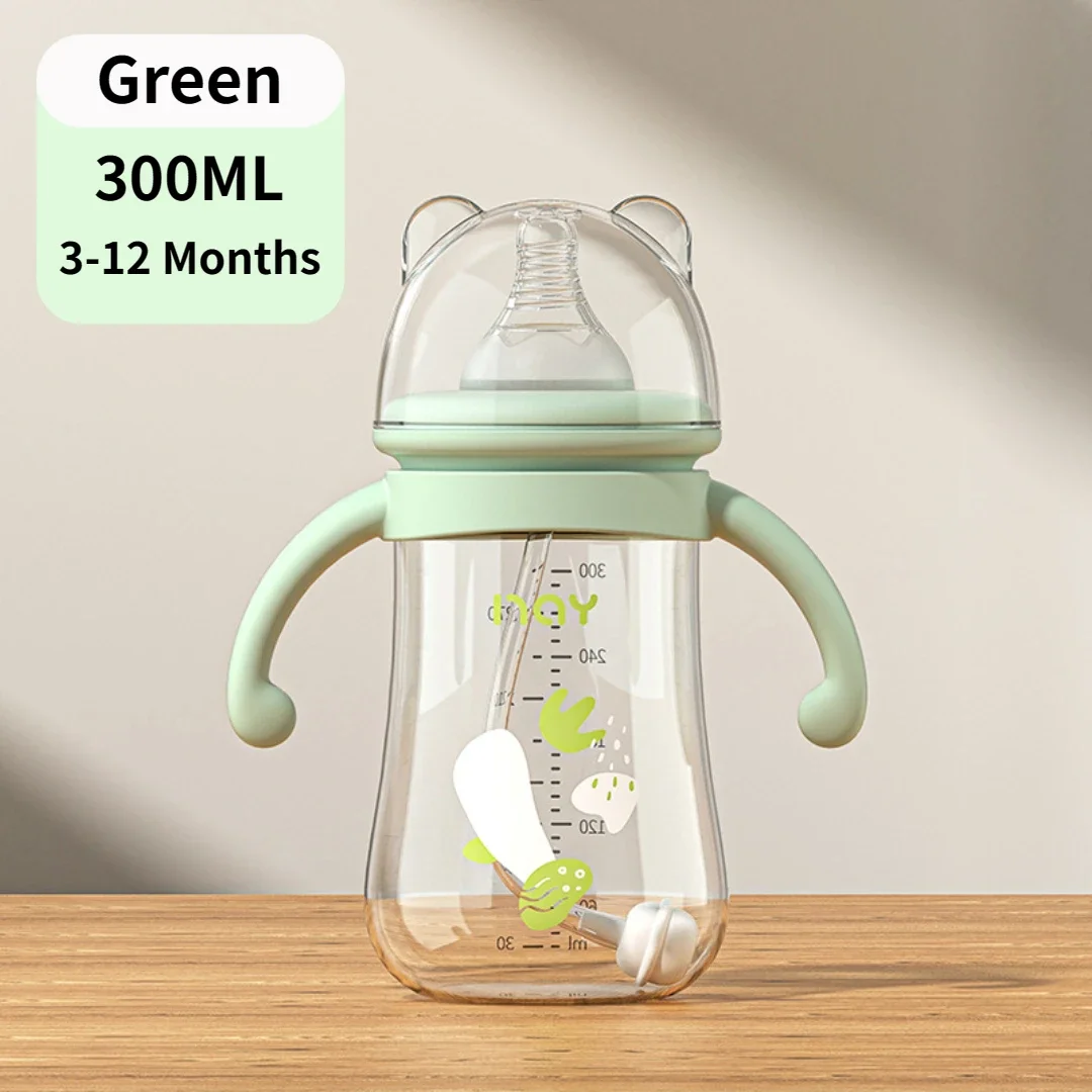 300ML Baby Bottle with Handle PP Bottle Water Cup Set Silicone Pacifier Large Capacity Bottle Multi-purpose Baby Feeding Supply