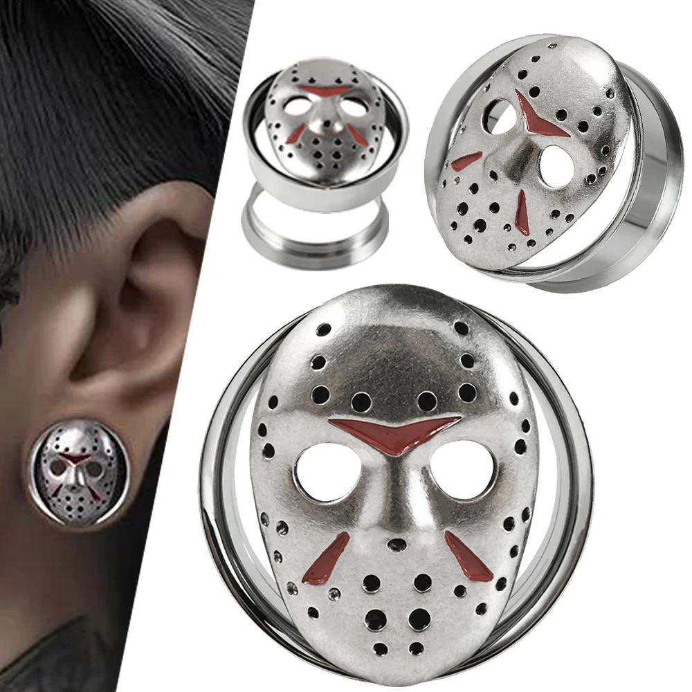 1PC Stainless Steel Porous Mask Ear Plugs Expanders Internal Threaded Ear Gauges Earring Gauges Stretchers Body Piercing Jewelry