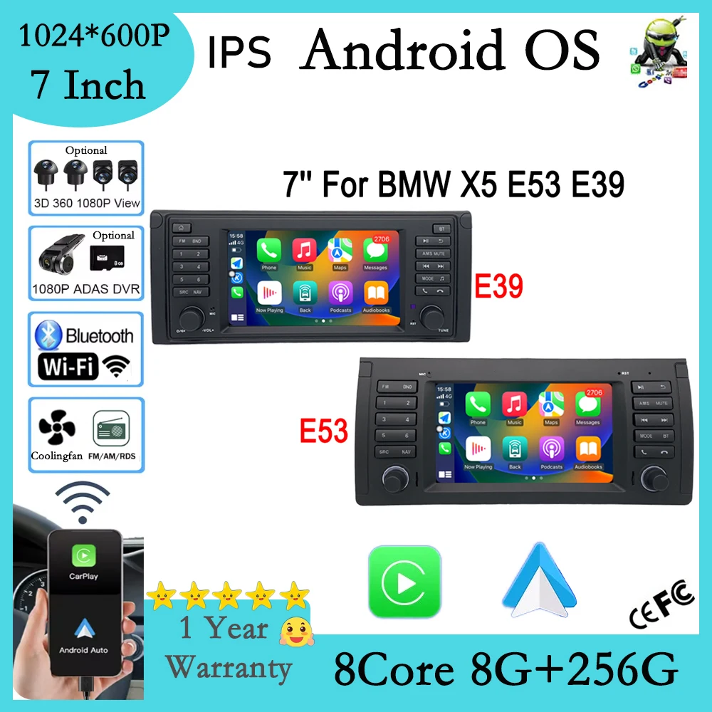 DSP Android 16 CarPlay For BMW X5 E53 E39 E38 1996 - 2006 7inch Car Radio Multimedia Player Wireless GPS Navigation Stereo