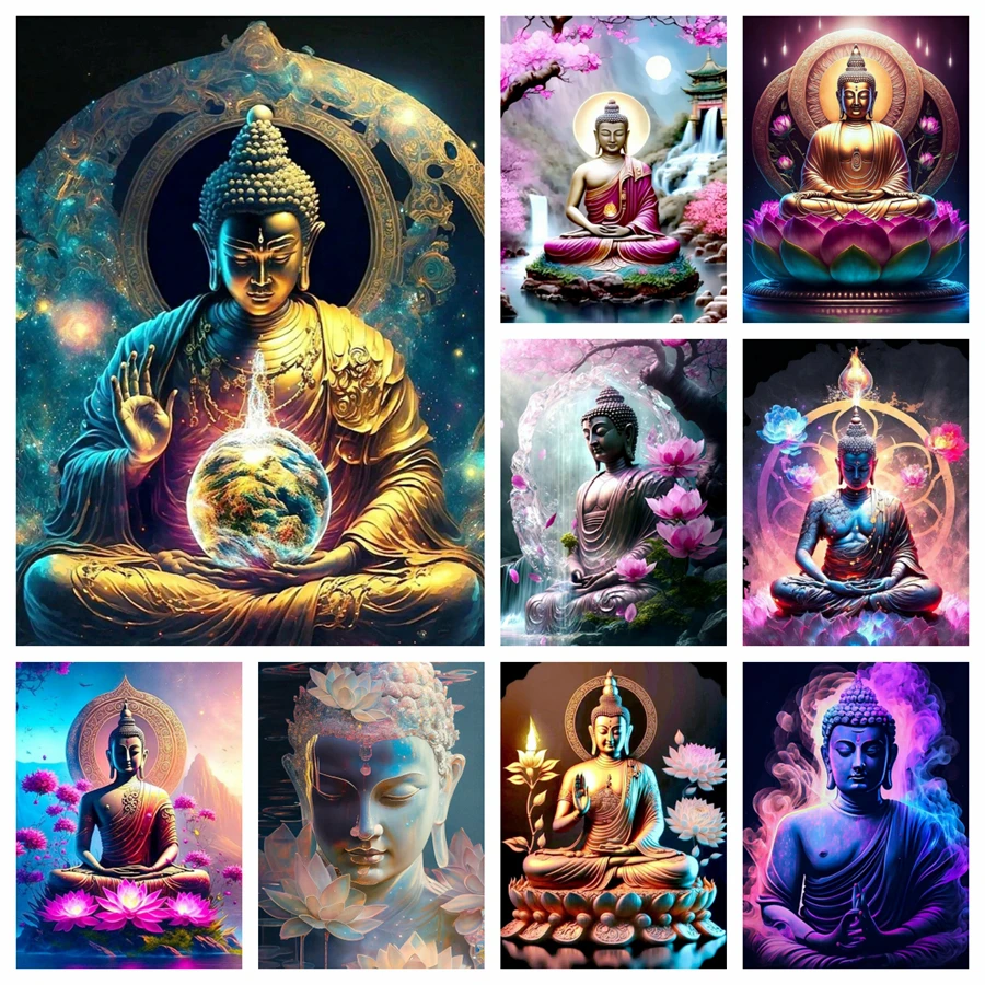 Diamant Malerei 5D DIY Buddha voller Bohrer Runde Diamant Stickerei Religion Kreuzstich Mosaik Home Decor