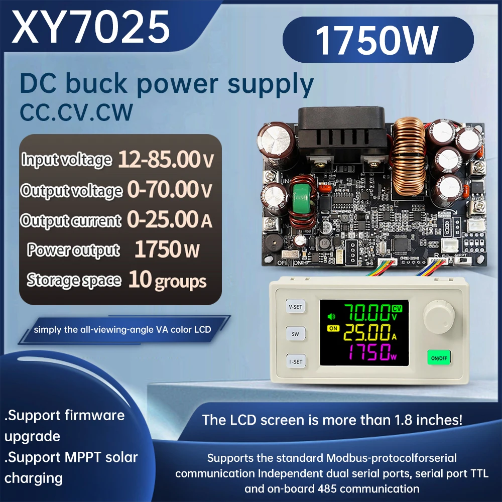 CNC DC Adjustable Buck Power Supply Voltage Regulator Constant Voltage Current Step-down Module 25A/1750W Input Voltage DC12-85V