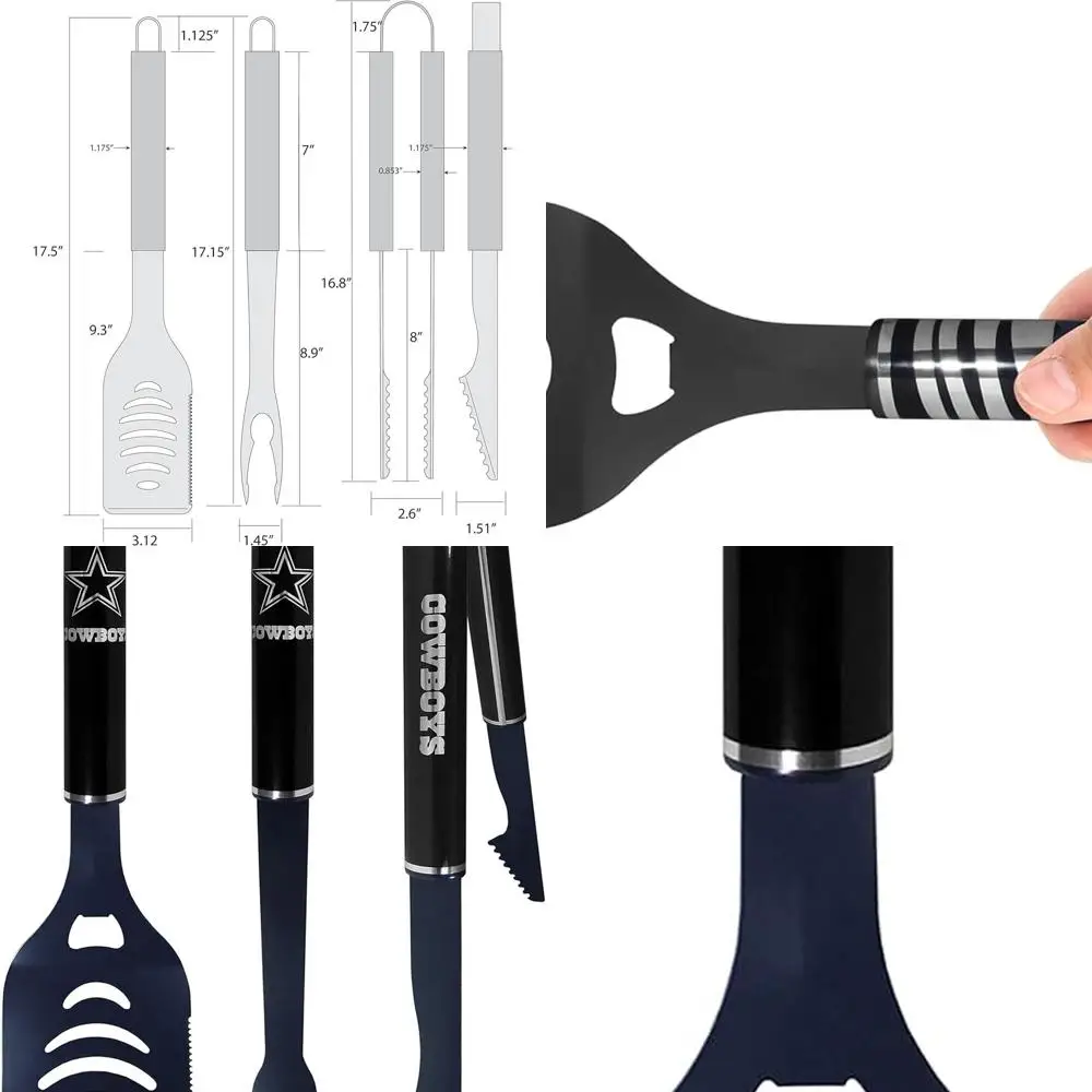 

Dallas Cowboys 3-Piece BBQ Set in Team Colors, Perfect for Tailgating and Grilling