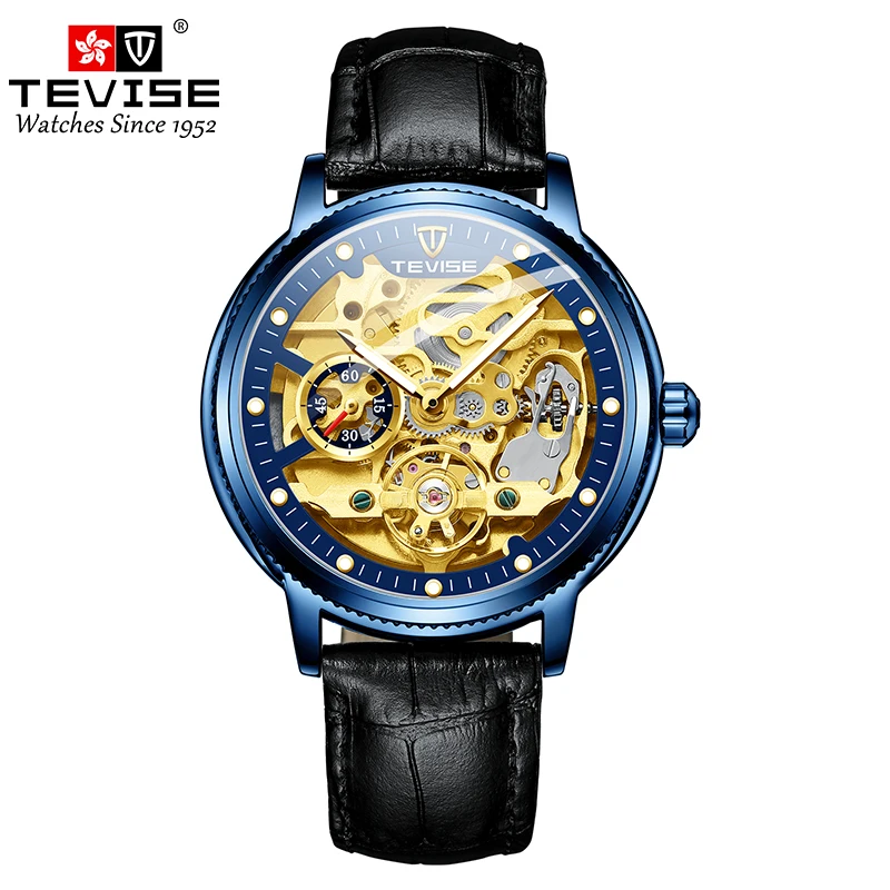 

TEVISE Automatic Leather Hollow Mechanical For Men Waterproof Luminous Business&Fashion Stainless Steel Wristwatch