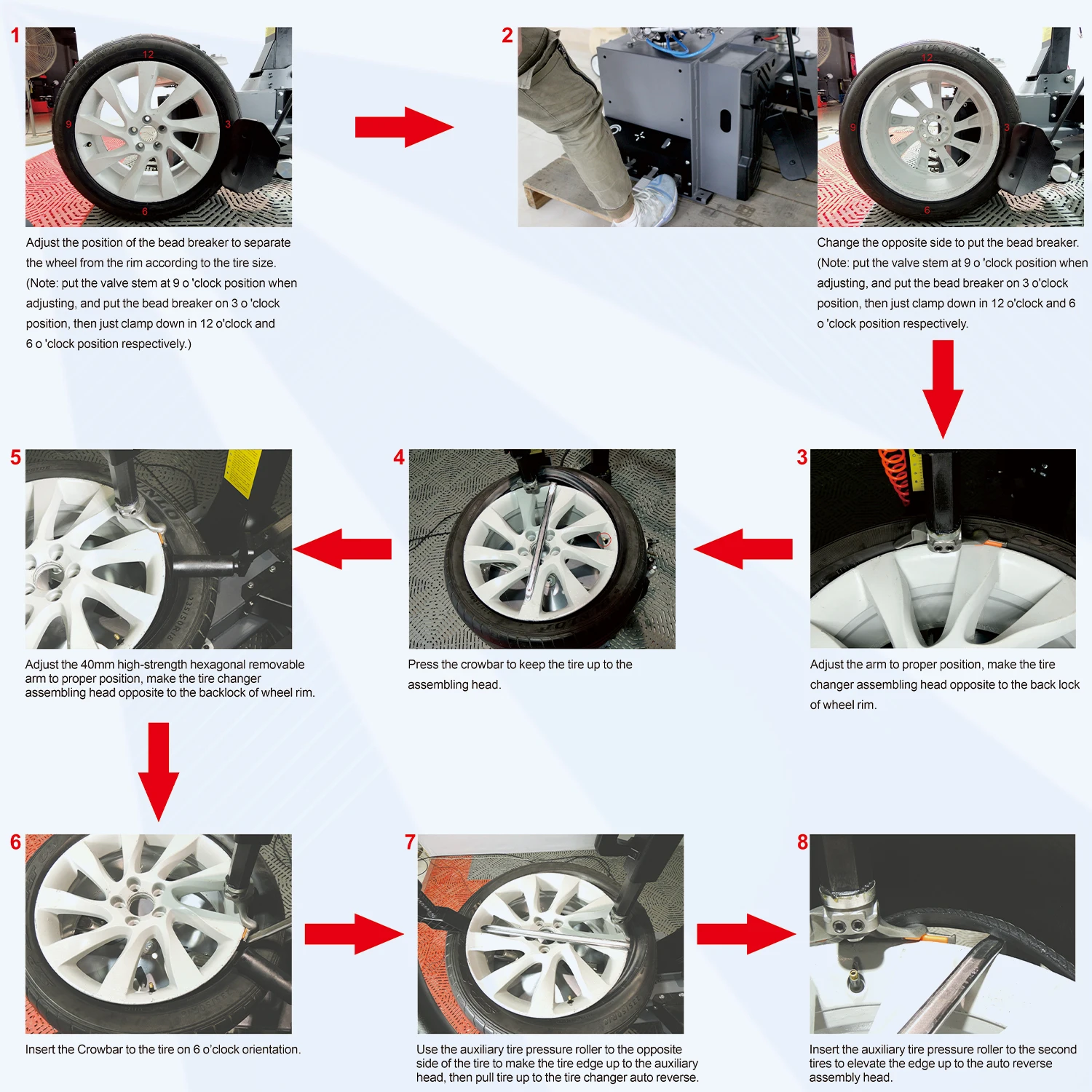 Tire Changing Machine, Basic Combination Wheel Changing Machine with Assist Arm, Heavy Duty Assist Arm Tire Changing Machine