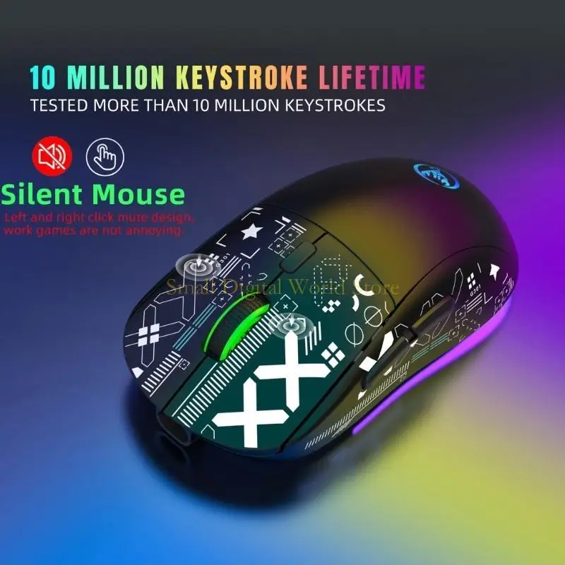 77UB RGB Maus-Tri-Mode 2.4GHz Dual-Bluetooth-kompatibler 3600DPI-Sensor einstellbar