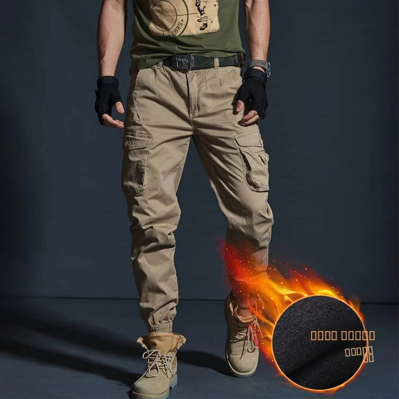 

Men's Workwear Pants Autumn Winter Thiened Trendy Brand Cuffed Multiple kets Slim Elastic Fce Winter Pure Cotton Camo...