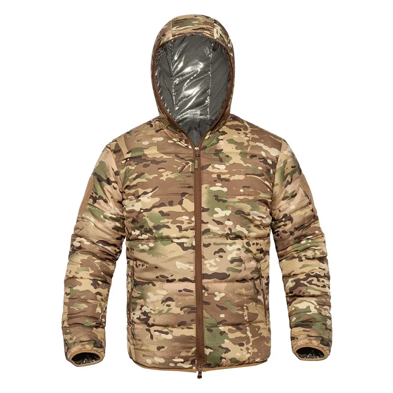 

Men's Winter Down Jacket Cotton Parka Camouflage Spring Warm Thermal Hooded Male Winter Light Weight Jacket and Outwear Coats