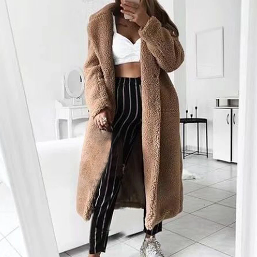 Fur Teddy Coat Women Autumn Winter 2021 Casual Plus Size Long Jacket New Female Thick Warm Outwear Oversize Fur Mujer