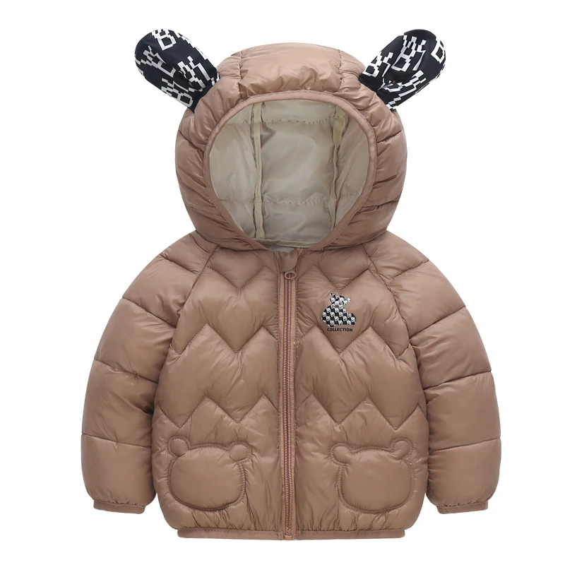 Giacca invernale in cotone caldo con cappuccio in peluche 1-7 anni ragazzi ragazze moda cartone animato orso piumino casual Beibei abbigliamento per