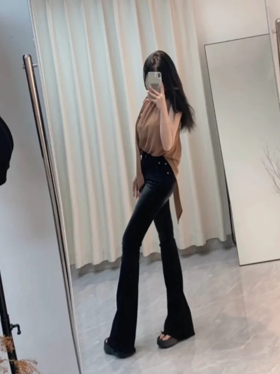 High Waist Elastic Slim Fit Bootcut Jeans plus Size Hip Enhancing Grey Black Spring Summer New Style Women's Cotton Stretch D...