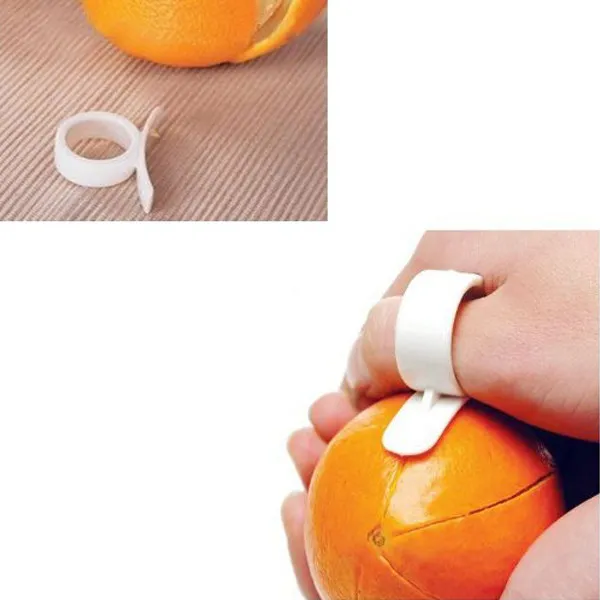 2Pcs Stylish Ring Citrus Fruit Peeler Orange Lemon Opener Food-Safe Hard Plastic Quick Peel Gadget for Oranges Lemons Limes
