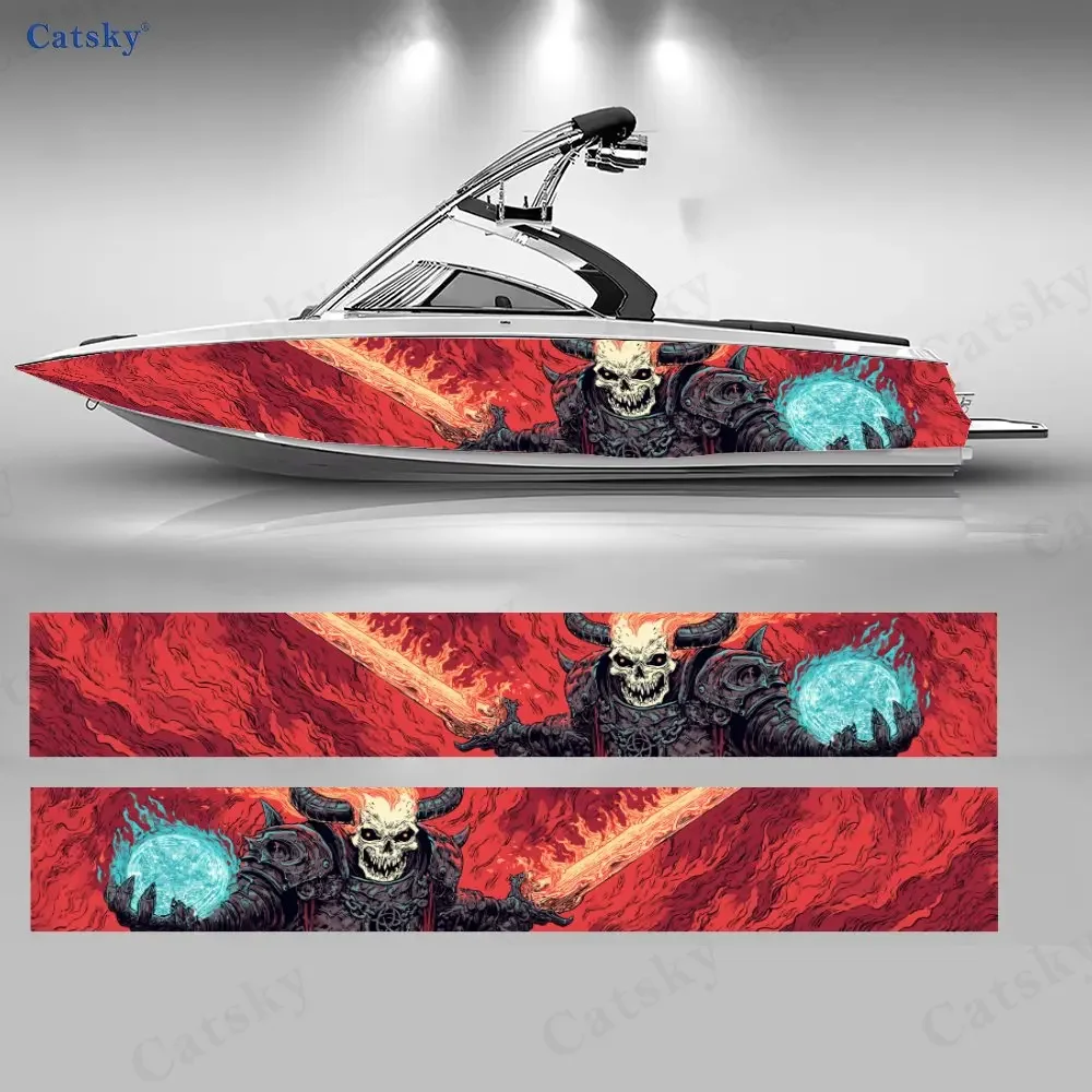 2Pcs Flame Blade Berserker Boat Stickers, PVC Waterproof Durable Vinyl Wrap Decals for Fishing Boats, Durable and Stylish Design