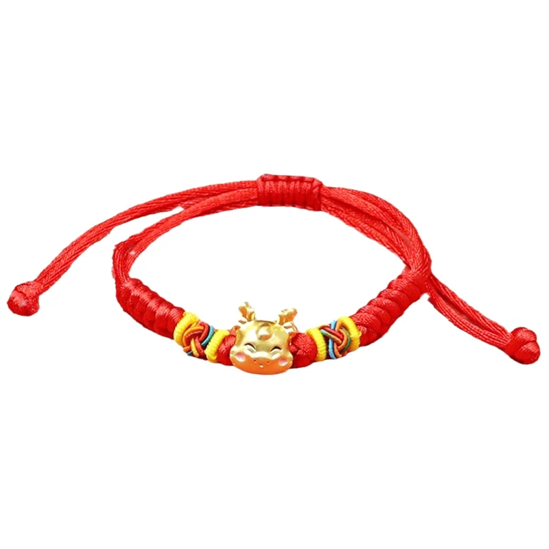 Chinese Style Zodiac Dragon Bracelet 2024 Dragon Year Lucky Red Rope Bracelet Xmas Near Year Gift