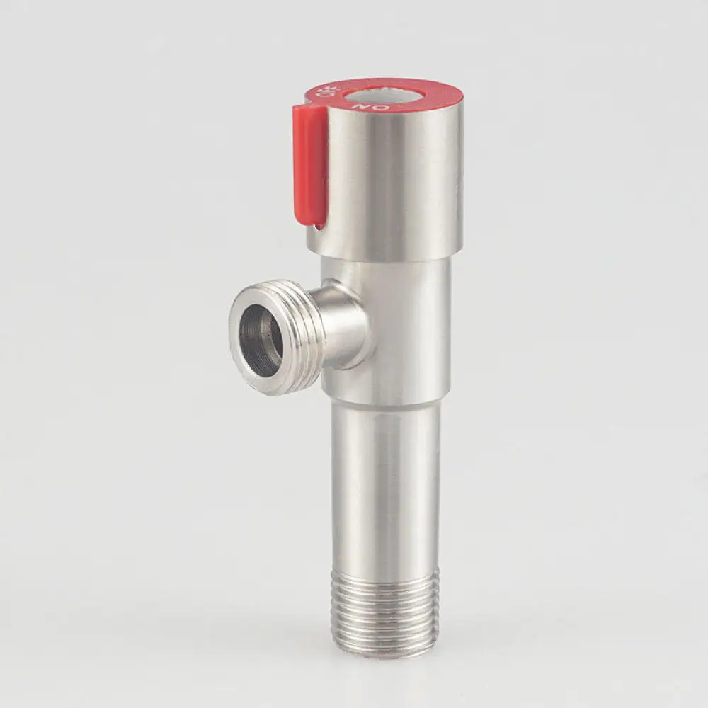Heavy Duty 304 Stainless Steel Water Valve Brass Core Dual Outlet Angle Tap Rustproof Shutoff Valve For Bathroom Fittings