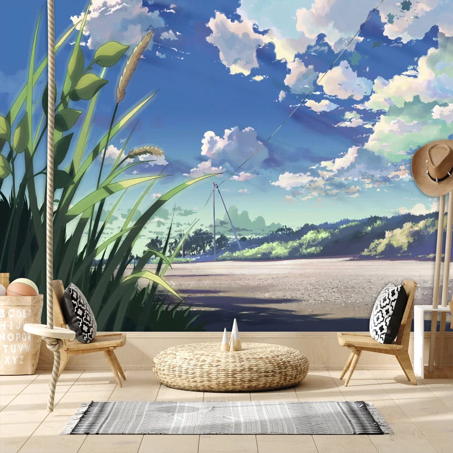 Self Adhesive Optional,Waterproof Floral Spring Season Sky Cloud Landscape Wallpaper for Living Room Walls Papers Art Home Decor