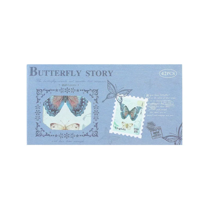 42pcs/lot Memo Pads Material Paper Pengyou Butterfly Dream Stamps Journal Scrapbooking paper Card Background Decoration Paper