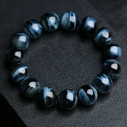 Pulseras de cuentas de ojo de tigre azul real 5A para hombres y mujeres, pulseras de piedra Natural, joyería de moda, alta calidad, 6mm, 8mm, 10mm, 12mm