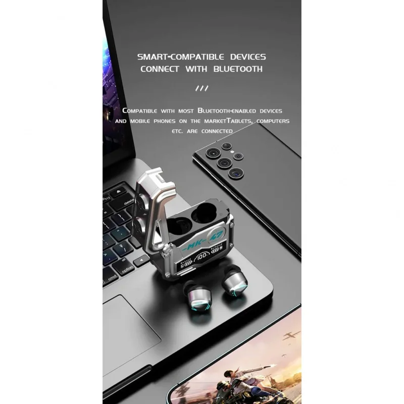 Mk47 TWS หูฟังไร้สายบลูทูธ TWS หูฟังสำหรับเล่นเกมกันน้ำตัดเสียงรบกวนหูฟังกีฬาพร้อมไมโครโฟนสำหรับ Allphone