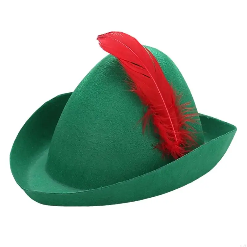 Green Hat for Halloween Cosplay with Medieval Storybook Styling and Lightweight Fabric-Look Wear Y08E