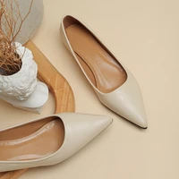 New Pointed Toe Shallow Mouth Square Heel Small Leather Shoes Women's Elegant Fashion High Heels Dress Shoes Zapatos Mujer - Image 3
