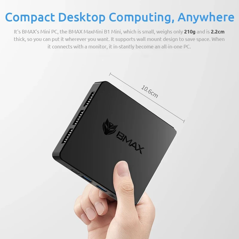 BMAX Mini PC B1 Mini 8GB RAM 128GB ROM Windows 11 Pro N4000 Micro Desktop Computer Dual-Band WiFi mini pc Business Mini Desktop