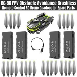 B6 8K FPV Obstacle Avoidance Brushless Remote Control RC Drone Quadcopter Spare Parts 3.7V 2000mAh&1000Mah Battery/Propeller/USB