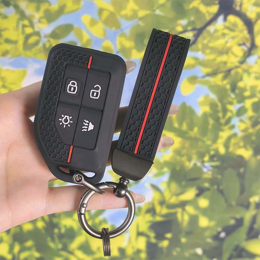 Embossed Honeycomb Anti-scratch Key Guard With Keychain For Volvo New FM FH FH16 Heavy Tractor Van Truck 4 Button Remote Cover