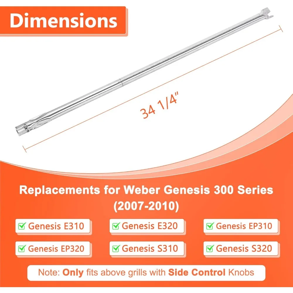 304 الفولاذ المقاوم للصدأ شواية الغاز الموقد لاستبدال ويبر جينيسيس 300 سلسلة الشوايات مع مقابض التحكم الجانبية #2