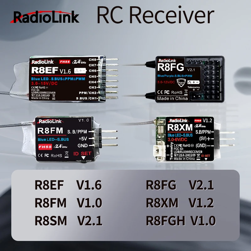 RadioLink RC Receiver R8EF R8FGH R8FG R8FM R8SM R8XM 2.4G 8 Channels Receiver4000 Meters Control & Telemetry Distance