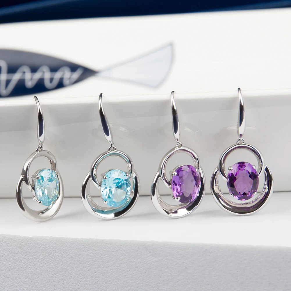  ﻿ YYSuniee Solid 925 Sterling Silver 8x10mm Oval Cubic Zirconia Dangle Earrings for Women Ladies Drop Earrings