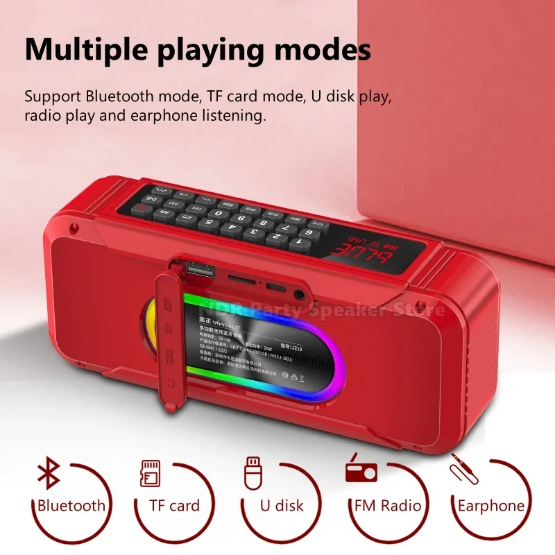 20W ไร้สายแบบพกพาลําโพงบลูทูธขนาดเล็กกล่องดิจิตอลตามความต้องการวิทยุ Fm ลําโพง USB TF Card Player สําหรับโทรศัพท์เพลง Walkman