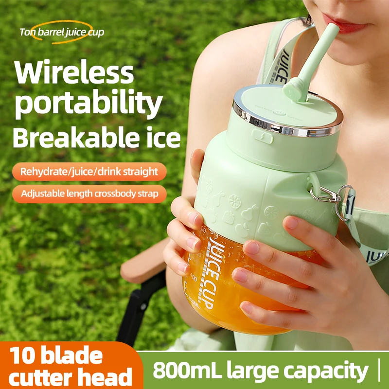 

800ml Portable Tonton Cup Juicer Blender Fruit and Vegetable Machine with Straw, Stylish Carry Water Bottle, Rechargeable Juice