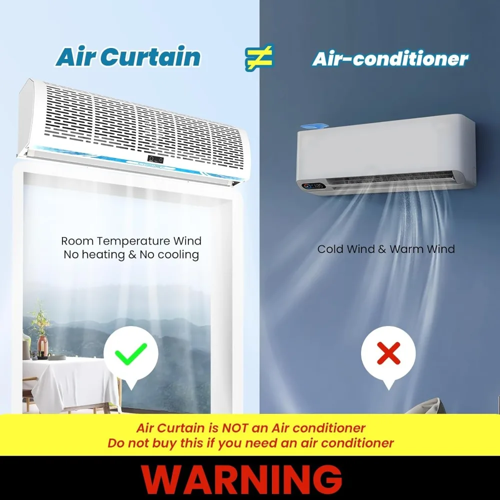 36 ''Air Curtain,สวิทช์ประตูแม่เหล็ก,2 ความเร็วปรับ,ประตูที่มีประสิทธิภาพ,Commercial Indoor Air พัดลม,80 W,อุตสาหกรรม 110V