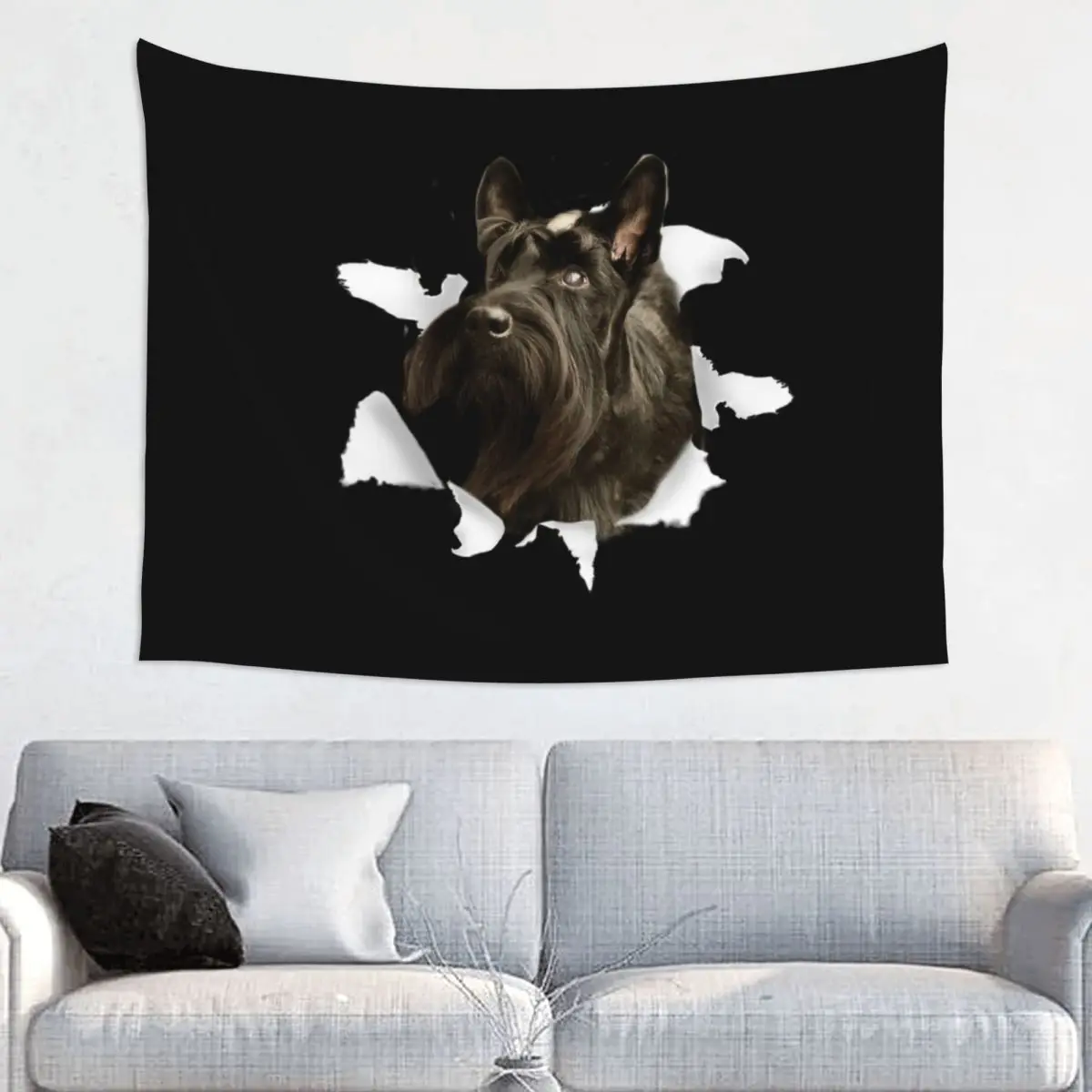 Custom Hippie Scottish Terrier Dog Tapestry Wall Hanging Home Decor Scottie Tapestries Dorm Decoration