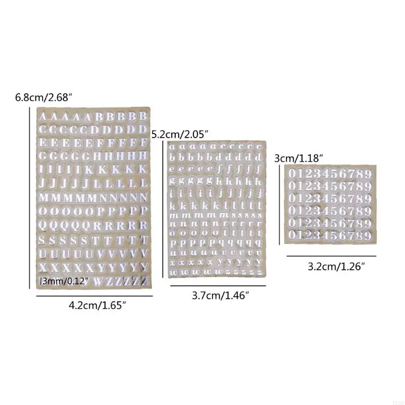 HX6F 5pcs/Set Glitter Alphate Litter Stickers для Grad