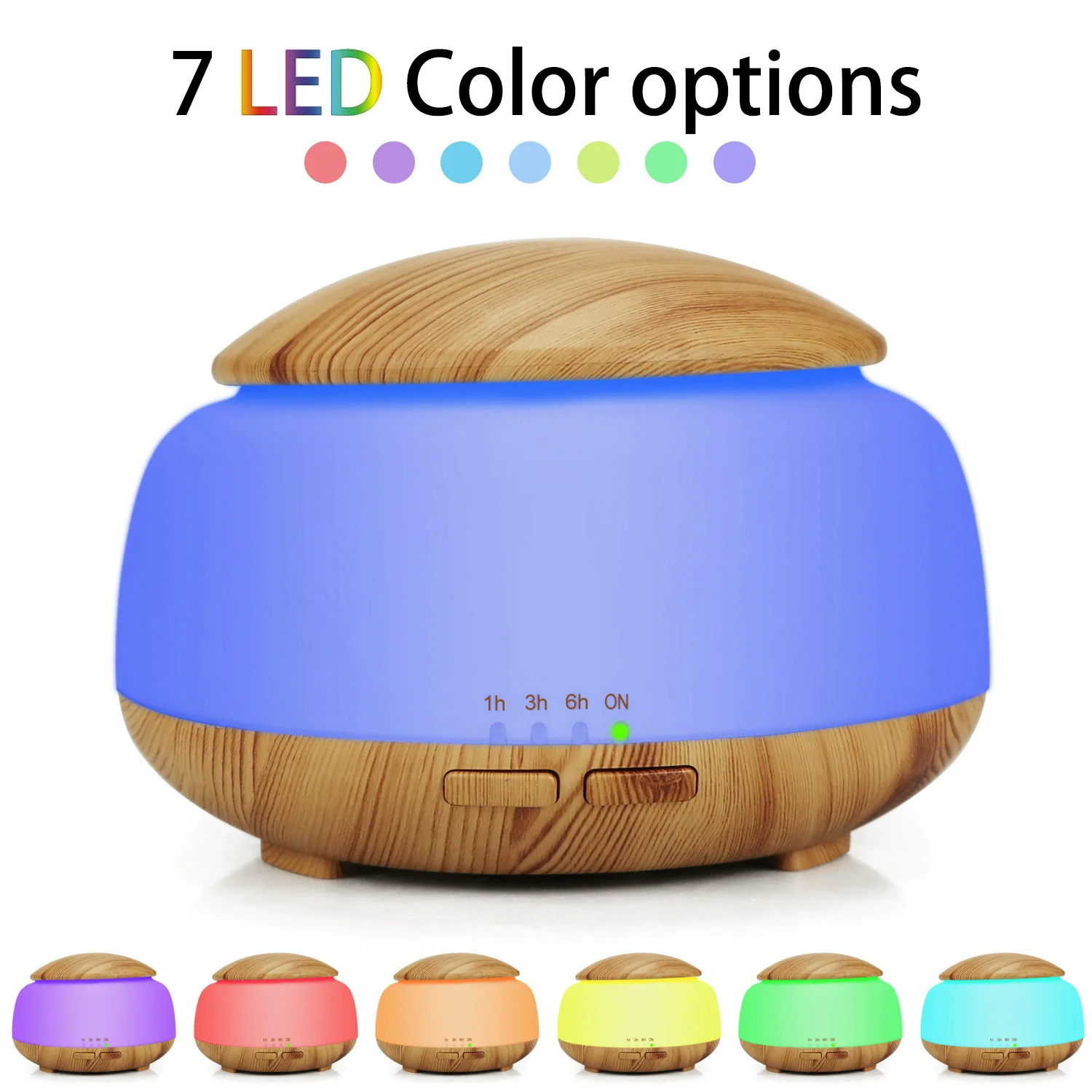 

300ml Wood Grain Ultrasonic Air Humidifier Household Ultra-Silent Aromatherapy Essential Oil Diffuser with Atmosphere Light