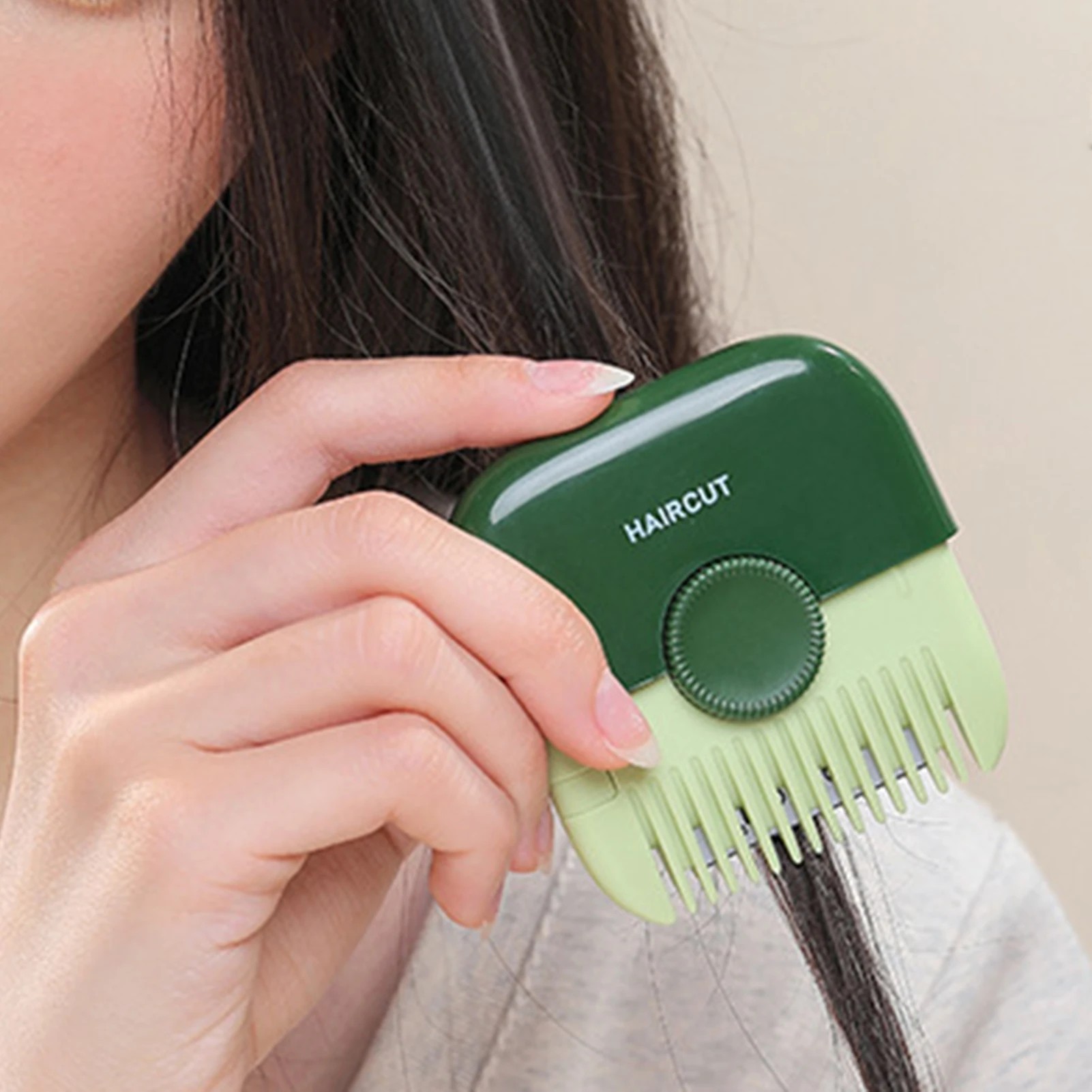 2 in 1 Hair Trimmer Comb Portable Household Hair Thinner Bangs Scissors for Family Friend Neighbor Gift