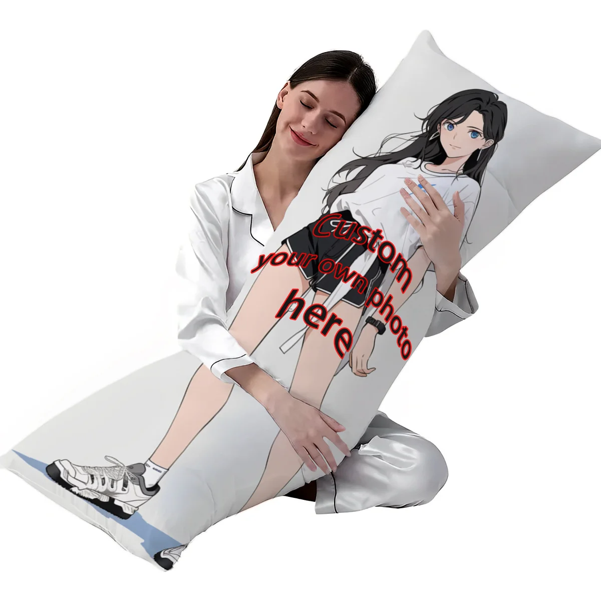 Customized photo long pillow cover with personalized anime design, suitable for Thanksgiving, Christmas, birthdays, and wedding