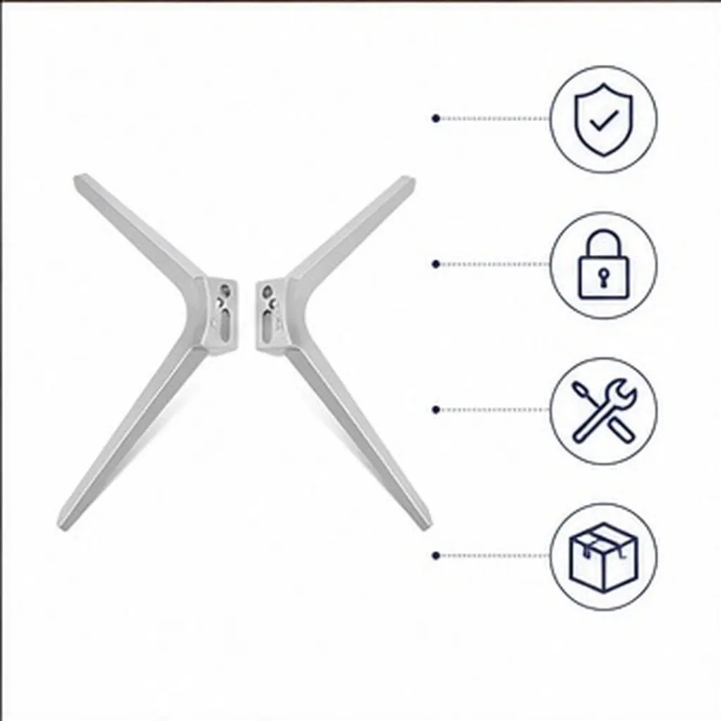 1Pair TV Stand Brackets Universal Zinc Alloy Tabletop Mount Replacement Kit for Corner Small Spaces Office Home TV Holder