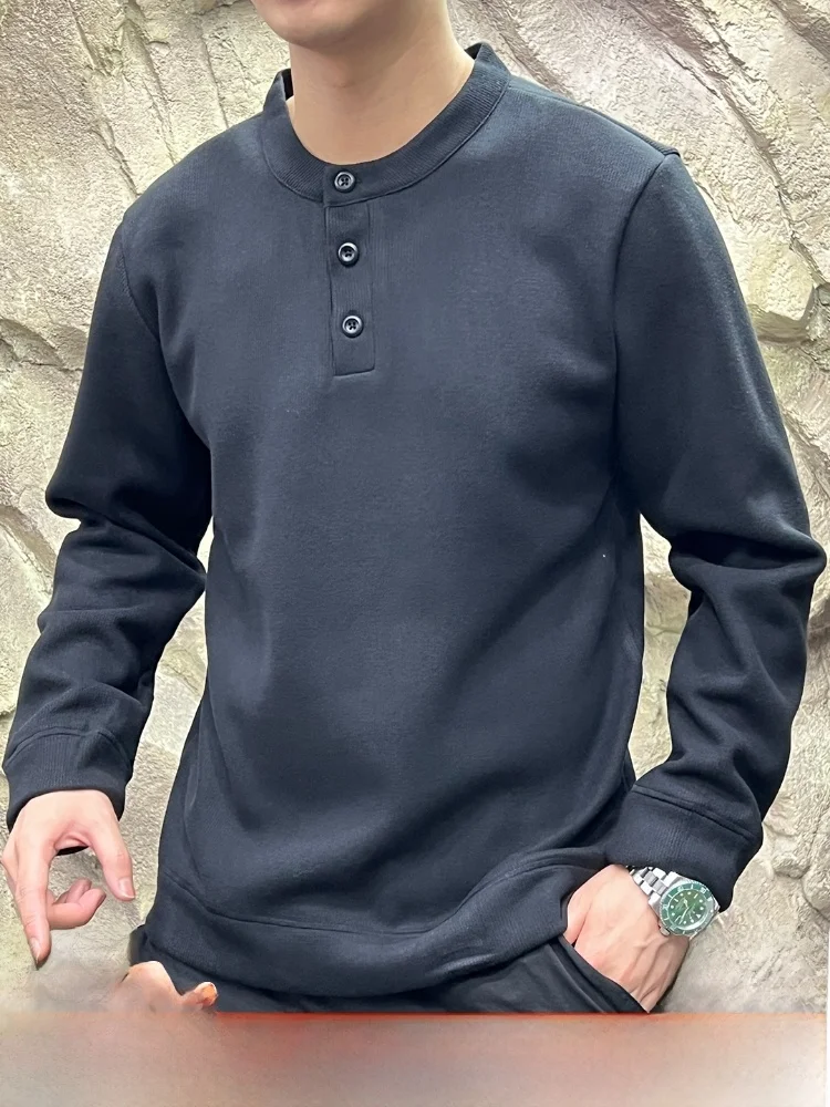 

Ретро американский вязаный свитер с воротником Генри Thiened Fce, теплая шерстяная смесь, мужской осенне-зимний модный трикотаж