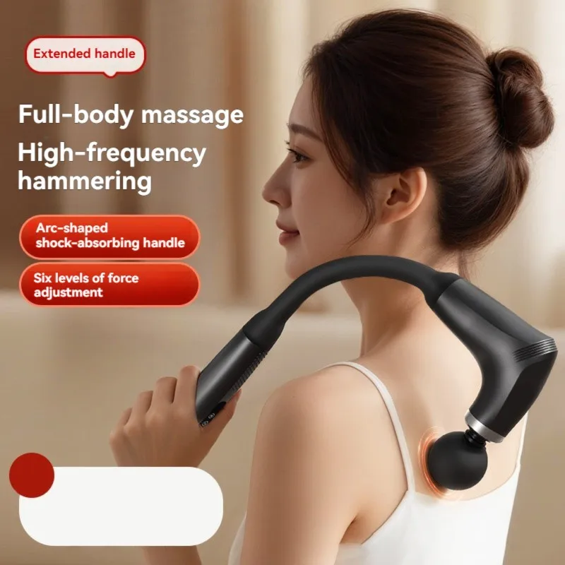 ABVB-High-Frequency Electric Massage Gun, Multi-Gear Adjustment, Black U-Shaped Design, LCD Screen, Quiet Operation