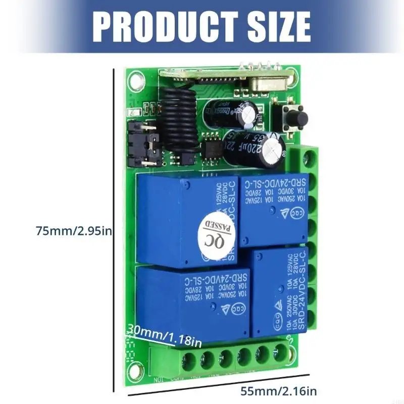 433MHz Remote Control Relaying Switches 4 Channel Wireless Remote Control Switch Relaying Receiver Transmitter 24BB