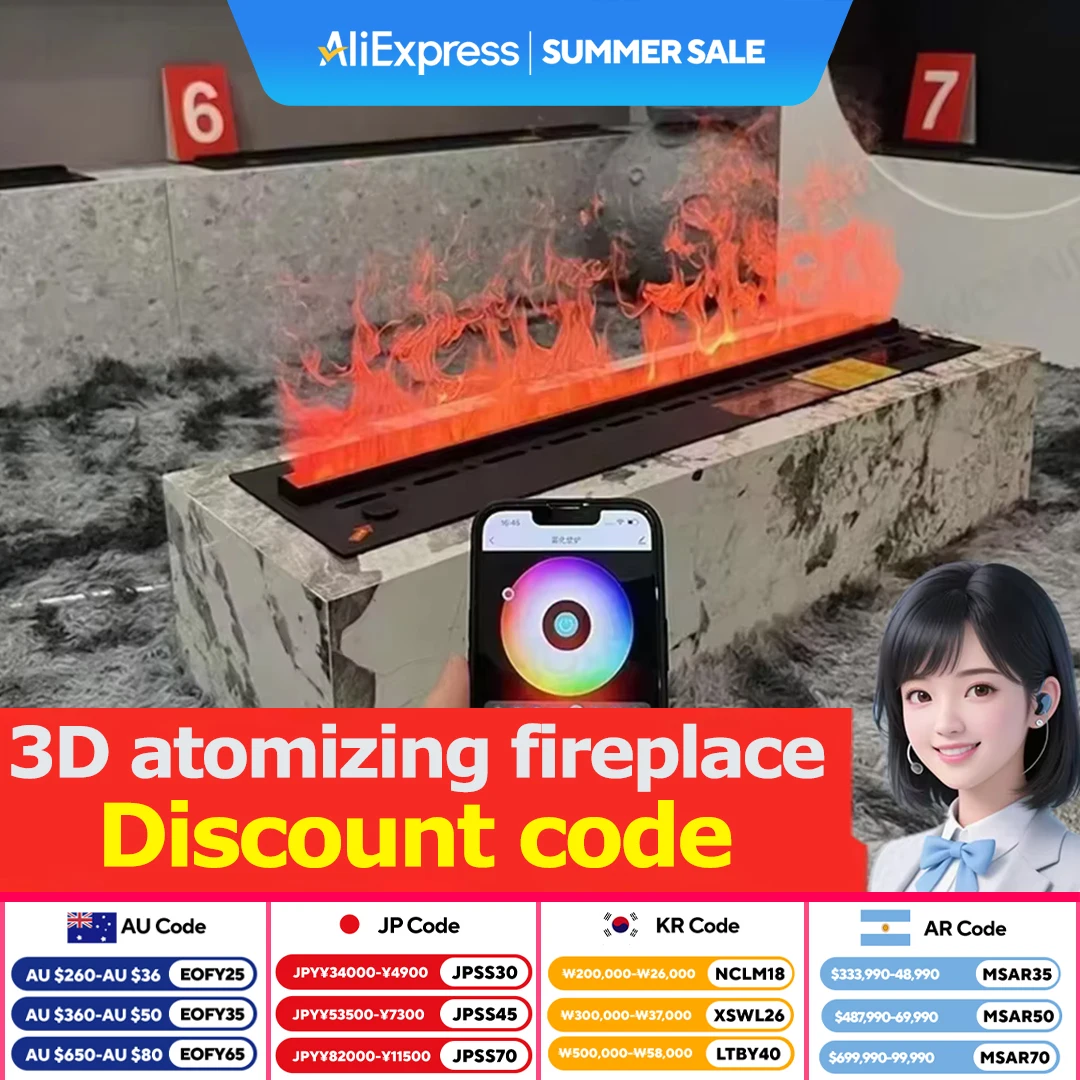 

3D Water Electric Fireplace Remote Control APP Mist Fireplace Embedded Realistic Mist Flame Interior Decoration Steam Fireplace