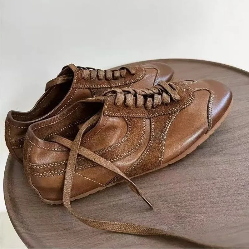 Zapatillas deportivas Femmes Cuir Allemandes 2025, nuevas zapatillas informales para correr, zapatos de tabla con cordones, zapatillas planas, zapatos para caminar al aire libre para mujer